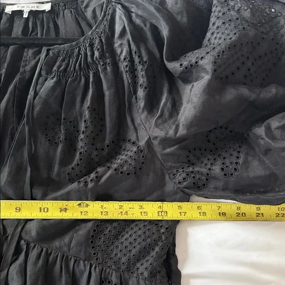 FRAME Black Puff Sleeve Eyelet Dress - Picture 12 of 14